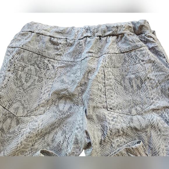 Venti6 gray snakeskin stretch joggers drawstring  pants sz L womens - Picture 5 of 10